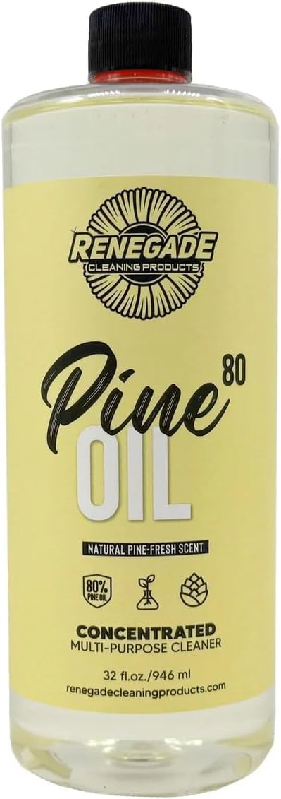 Renegade Cleaning Products Pine Oil 80 Concentrated Floor & Surface Cleaner – Multi-Purpose Pine Scent Degreaser for Home & Commercial Use (32 OZ)