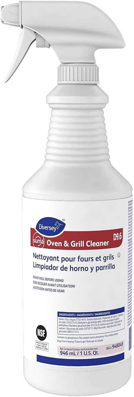 Diversey 948049 SUMA Oven and Grill Cleaner, Heavy Duty Removes Baked on Grease and Carbon Buildup, Capped Ready-to-Use Gel, 32-Ounce (Pack of 12 with 2 Spray Nozzles)