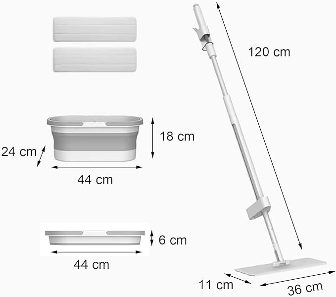 Mop, Spray Water Hands Free Mop Aluminum Rod Flat Mop Household Mop Spray Water Wet Dry Mop(WhiteA)