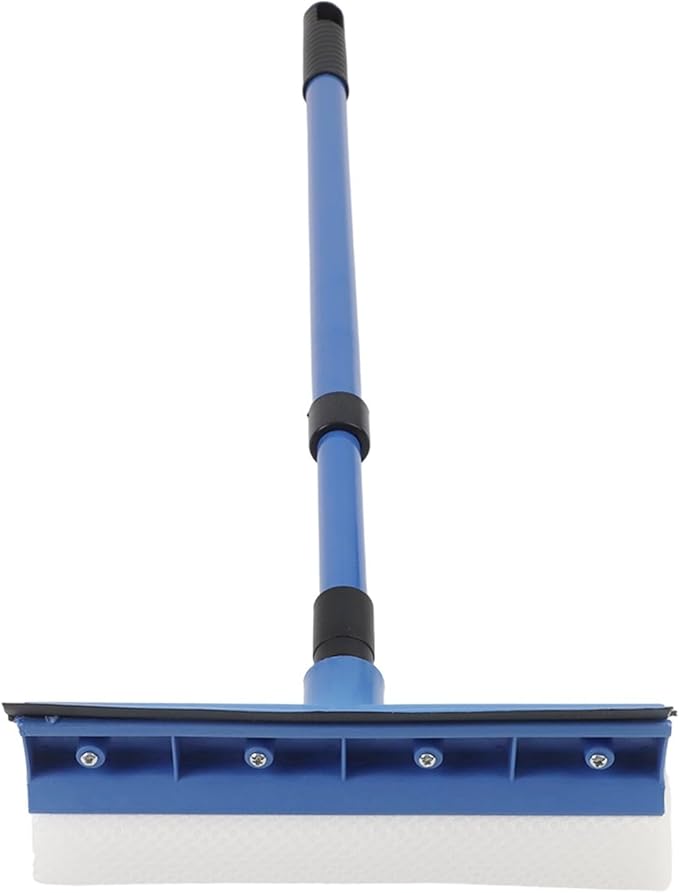 2 in 1 Casement Glass Cleaner with Telescopic Long Handle and Sponge Brush Plus Squeegee for Window Cleaning