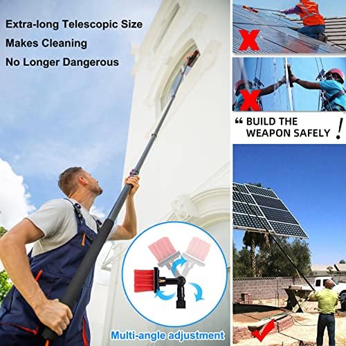 Glass Cleaning Brush Home Water Fed Telescopic Pole Kit Solar Panel Brush Rotating for Photovoltaic Panel，3.6-10.8M Window Cleaning Equipment, Telescopic Window Cleaning Water Fed Poles, Ext