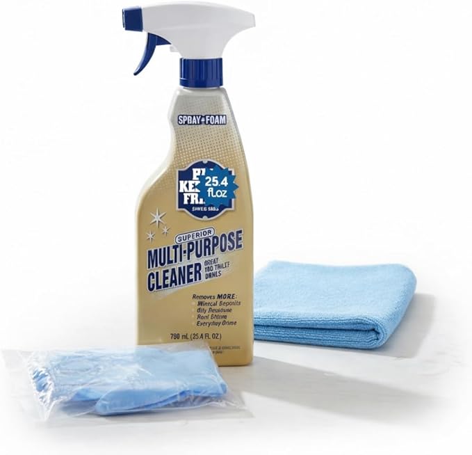 Bar-Keeper’s-Friend More Spray and Foam Cleaner - Spray and Foam All-Purpose Hard Water Stain Remover + Microfiber Cloth Towel - 1 Pair Industrial Nitrile Gloves - Cleans Dirt from Hard Surfaces