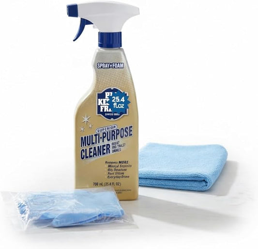 Bar-Keeper’s-Friend More Spray and Foam Cleaner - Spray and Foam All-Purpose Hard Water Stain Remover + Microfiber Cloth Towel - 1 Pair Industrial Nitrile Gloves - Cleans Dirt from Hard Surfaces