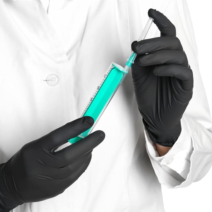 Ensure Black Nitrile Gloves – 5 Mil Heavy-Duty Disposable Gloves, Low Dermatitis, Powder & Latex Free, Chemo-Rated