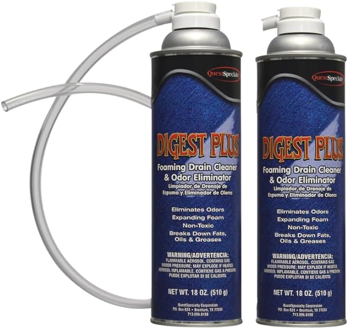 Quest Specialty DIGEST PLUS Foaming Drain Cleaner and Odor Eliminator, 2 count