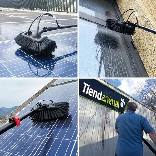 Glass Cleaning Brush Home Water Fed Telescopic Pole Kit Solar Panel Brush Rotating for Photovoltaic Panel，3.6-10.8M Window Cleaning Pole Hose Fed Water fed Telescopic Extendable Solar Panel
