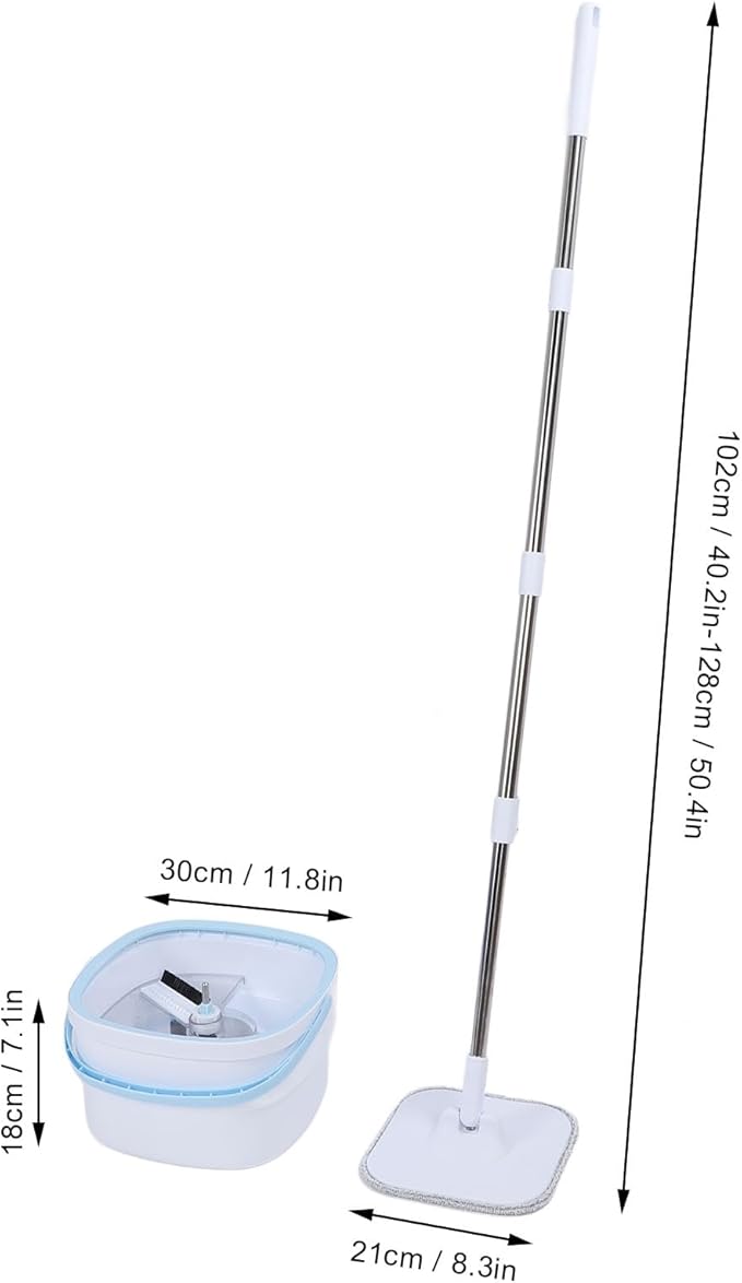 Spin Mop and Bucket Set Self Separation Dirty Clean Water 360 Rotating Self Wringing Square Mop Home Floor Cleaner Spin Mop and Bucket Set