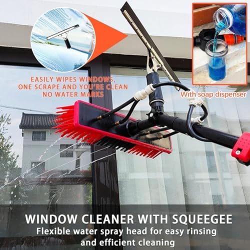Glass Cleaning Brush Home Water Fed Telescopic Pole Kit Solar Panel Brush Rotating for Photovoltaic Panel，Telescopic Brush 10.8M Window Cleaning Rod Extendable Cleaner for Conservatory Roof