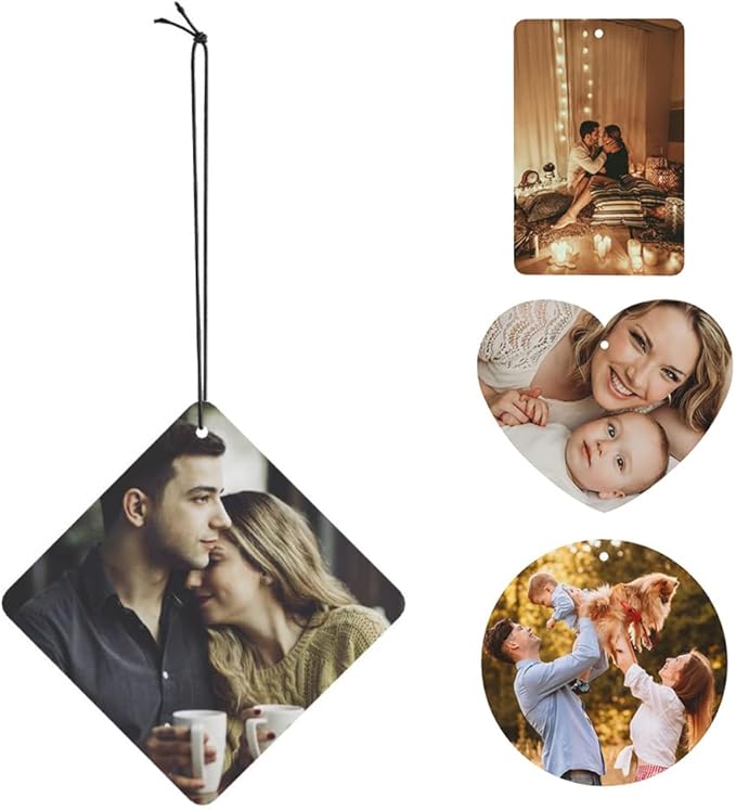 Personalized Car Hanging, Customizend Picture Name Logo Car Air Freshener Ornament, Double-Sided, Square