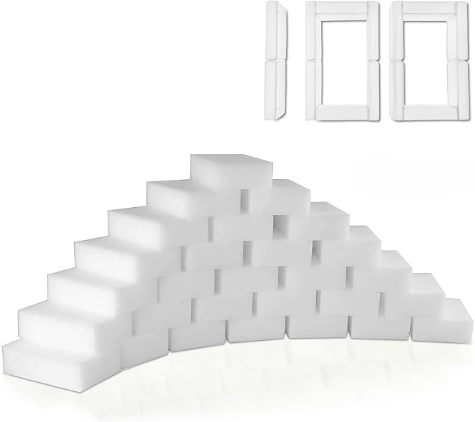 Magic Melamine Sponge Eraser, GRS Certified 100 Pack Magic Cleaning Erasers in Bulk No Scratch & Super Absorbent, Multi-Functional Melamine Foam Sponges for Bathroom Window Shoes Kitchen