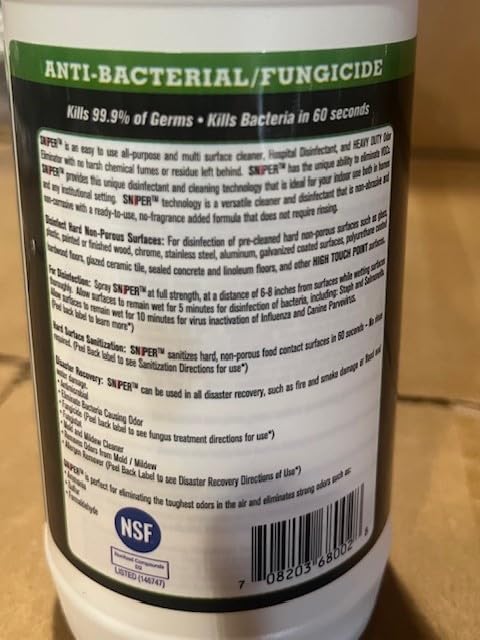 SNiPER Hospital Disinfectant, Odor Eliminator & All-Purpose Cleaner, 16 Ounce Spray, 12-Pack