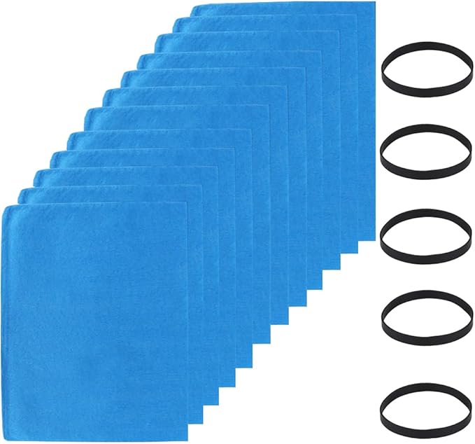 Shop Vac Filter Bags for Stanley 1 2 3 4 5 6 gallon Wet/Dry Vacuum SL18129,SL18116P, SL18115P, SL18115, SL18130, SL18116, Part# 25-1217 with 5 Retaining Bands (12 Pack)