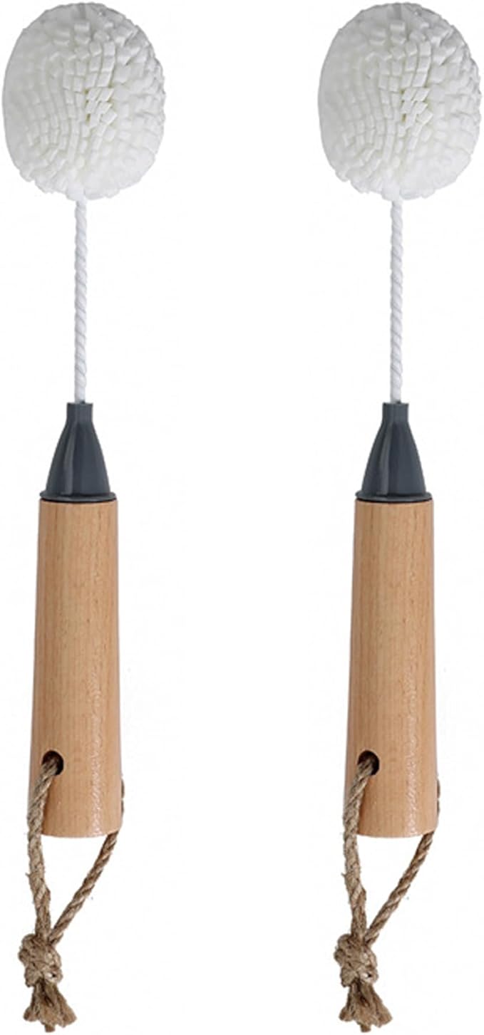 Gcroet Wine Glass Cleaner Set of 2 Non-Scratch Bristle Water Bottle Cleaning Brush with Wooden Handle Safe for Crystal, Champagne Flutes, and Stemware..