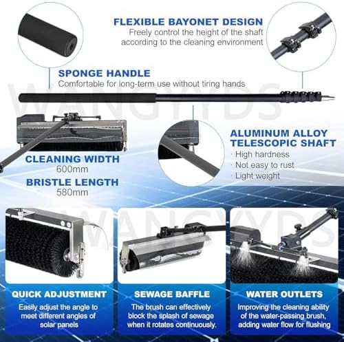 Automatic Electric Solar Panel Cleaner with 360° Rotatable Brush Head, Lithium Battery Powered Window Glass Washing Tool for Efficient Solar Maintenance