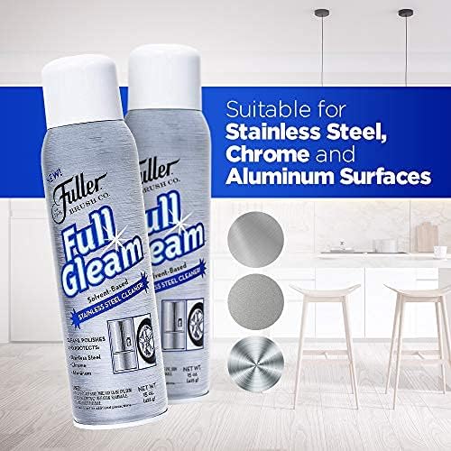 Fuller Brush Full Gleam Stainless Steel Cleaner – 15 oz Spray for Appliances, Chrome, Aluminum & Sinks – Cleans, Polishes & Protects Metal Surfaces (Pack of 6)