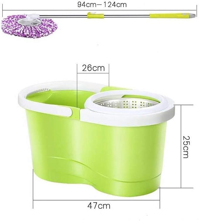 Spin Mop Wringer Bucket Set - for Home Kitchen Floor Cleaning - Wet/Dry Usage on Hardwood & Tile - Upgraded Self-Balanced Easy(Gray)
