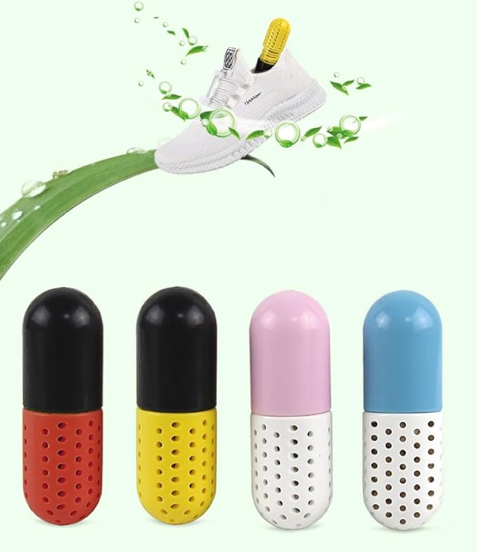 Shoe Deodorizer Capsules, Moisture Absorbing Pills for Footwear, Multi-Color, Set of 4
