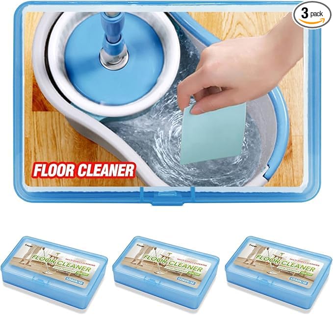 Floor Cleaner Sheets for Mopping - Concentrated Multi-Surface Cleaner in a sheet form, Multifunction Cleaning Sheets. Portable box holds 32 Sheets x 3 = 96 Sheets
