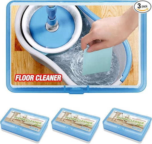 Floor Cleaner Sheets for Mopping - Concentrated Multi-Surface Cleaner in a sheet form, Multifunction Cleaning Sheets. Portable box holds 32 Sheets x 3 = 96 Sheets