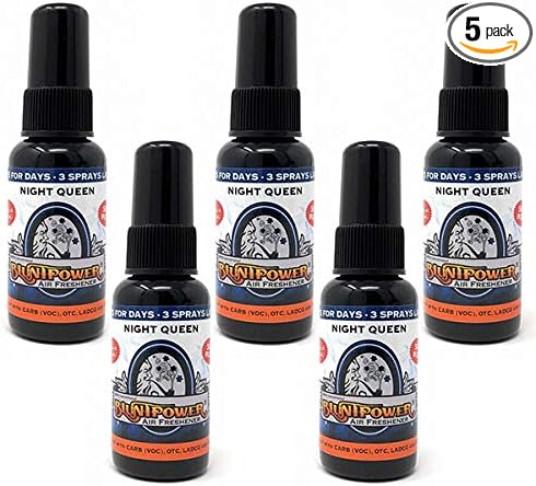 BluntPower (Night Queen, 5 Pack) Concentrated Air Freshener - Premium Oil Based Air Freshener Spray For Home and Car - Long-Lasting Bathroom Spray, Car Freshener, & Odor Eliminator Spray