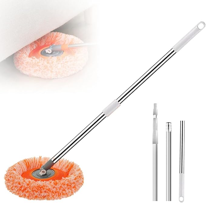 360° Rotatable Adjustable Cleaning Mop, 2026 Upgrade Wall Cleaner Mops with Long Handle, Extendable Wall Washer for Floor, Windows, Ceilings and Baseboards Cleaning Tool (Gray, 3 Mop Heads)