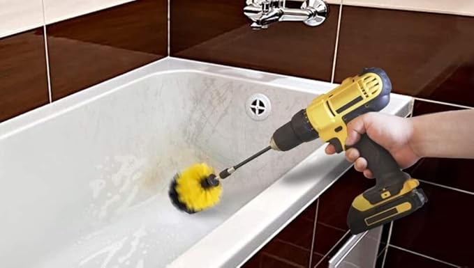 3 Piece - Diamond Shine Bathroom Cleaner & Scrub Brush Combo with Extension Toilets Hard Water Stain Remover Shower Door Cleaner