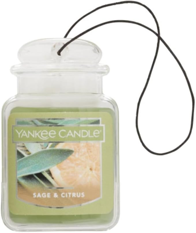 Yankee Candle Car Air Fresheners, Hanging Car Jar Ultimate, Neutralizes Odors Up To 30 Days, Sage & Citrus, 0.96 OZ (Pack of 4)