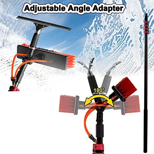 Glass Cleaning Brush Home Water Fed Telescopic Pole Kit Solar Panel Brush Rotating for Photovoltaic Panel，Extendable Telescopic Window Cleaning Pole Kit 4M-12M (18FT-36FT) with Water Fed Bru