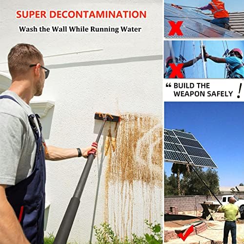 Glass Cleaning Brush Home Water Fed Telescopic Pole Kit Solar Panel Brush Rotating for Photovoltaic Panel，12FT - 36FT Outdoor Window Cleaning Pole, Water Fed Telescopic Brush Water Fed Pole