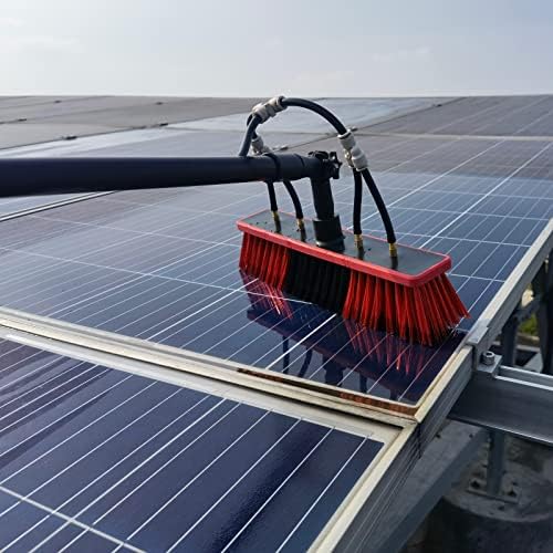 Glass Cleaning Brush Home Water Fed Telescopic Pole Kit Solar Panel Brush Rotating for Photovoltaic Panel，30FT Water Fed Telescopic Window Cleaning Pole Extendable Brush for Solar Panel Outd