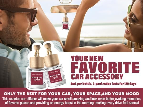 C Classy Car Air Freshener Hanging 2 Pack, Mahogany Apple Essential Oil Diffuser for Cars, Long-Lasting Fragrance, Cute Car Accessories, C ar Air Fresheners for Women & Men Gift, Made in USA