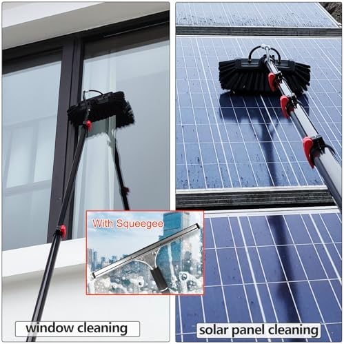 Glass Cleaning Brush Home Water Fed Telescopic Pole Kit Solar Panel Brush Rotating for Photovoltaic Panel，3.6-10.8M Window Cleaning Pole Hose Fed Water fed Telescopic Extendable Solar Panel