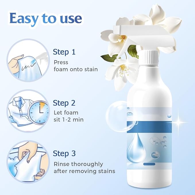 Clothing Emulsifier, 2026 New Non Ionic Laundry Stain Remover Spray, Multi-Purpose Powerful Laundry Stain Remover Fabric Cleaning Solution for Clothes and Shoes (3PCS)