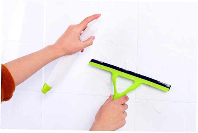 Microfiber Window Squeegee Cleaner Spray Mop for Glass Cleaning Shower Scrubber and Squeegee Kit Random Color