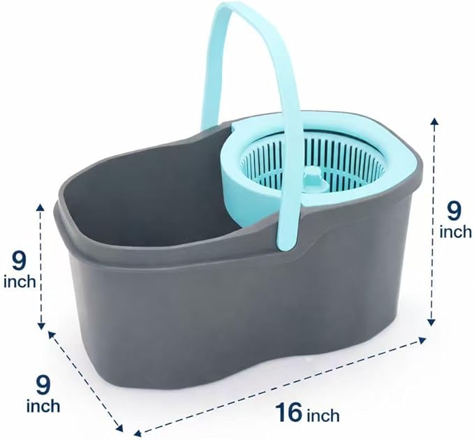 Casabella Spin Mop System with Extra Mop Head Refill - Two-Bucket Design with Splash Guard Built-in Measuring Cup and Scraper Tool with Easy Wring Pedal Spinner, 1.25-Gall (Mop)