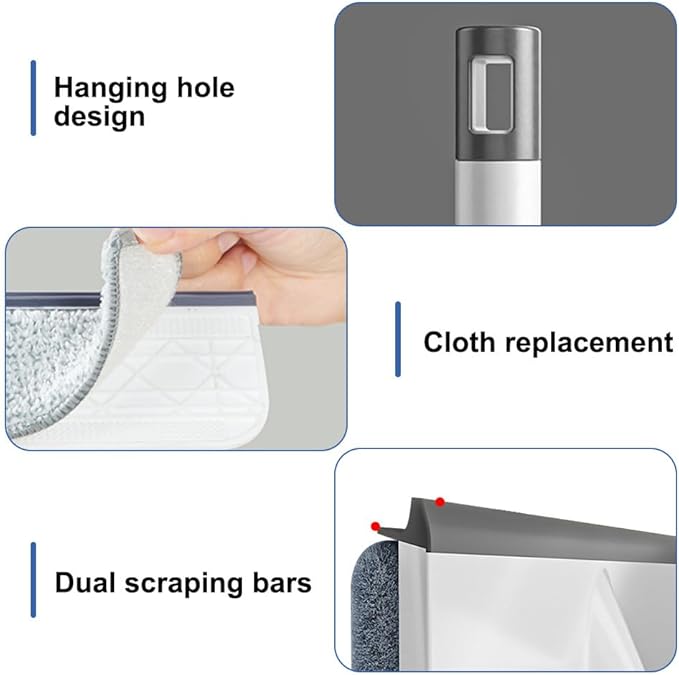 Window Cleaning Squeegee, Window Spray Cleaning Mop with Extension Pole & Cleaning Fabric for Windows Bathrooms Mirrors