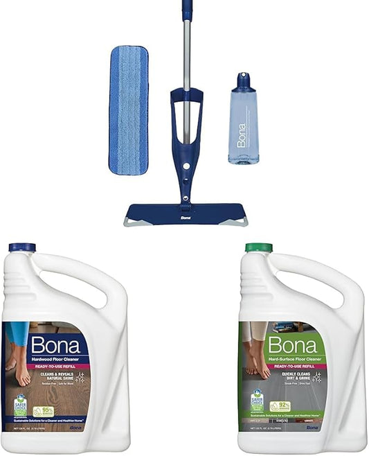 Bona Hardwood Floor Premium Spray Mop & Bona Hardwood Floor Cleaner Refill - 128 fl oz & Bona Multi-Surface Floor Cleaner Refill - 128 fl oz
