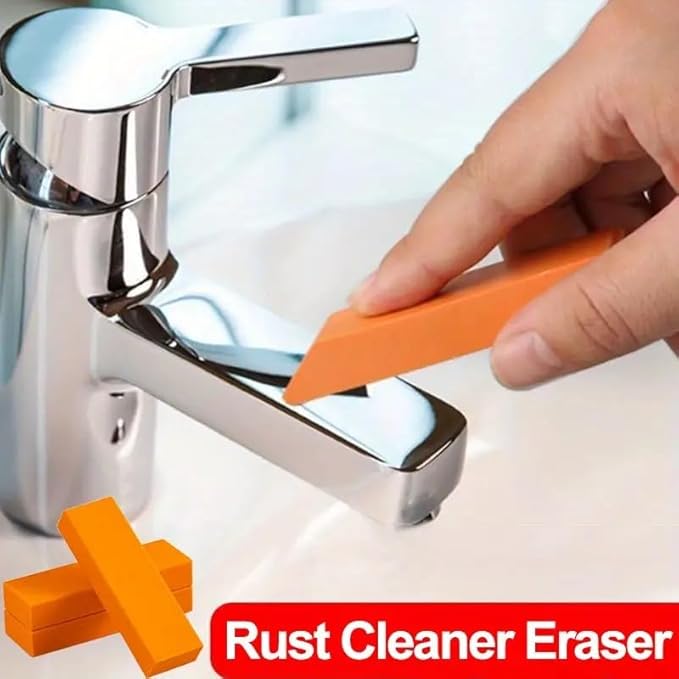 Miracle Limescale & Rust Eraser Rubber Cleaning Block – Hard Water Stain Remover for Bathroom Glass, Shower Doors, Kitchen Pots, Sinks & Metal Surfaces, Safe Household Cleaning Tool (1 Pack)