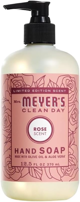 Mrs. MEYER'S Variety, 1 Room Freshener, 8 OZ, 1 Liquid Dish Soap, 16 OZ, 1 Liquid Hand Soap,12.5 OZ, 1 Multi-Surface Cleaner 16 OZ, 1 CT (Rose)