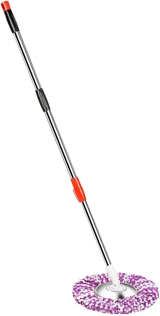 Spin Mop Replacement Handle for Floor Mop Stainless Steel Spin Mop Adjustable Handle and Head Replacement 360 Spinning Household Cleaning Accessories for Home,Office(Black)