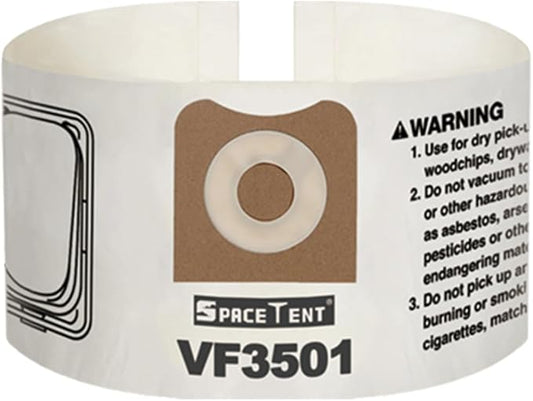 6 Pack VF3501 Replacement for Rigid Shop Vac Bags 4 Gallon Size C, compatible with RIDGID 3-4.5 Gallon Wet/Dry Vacuums, High Efficiency Dust Filter Bags, Part # 23738 WS32045F