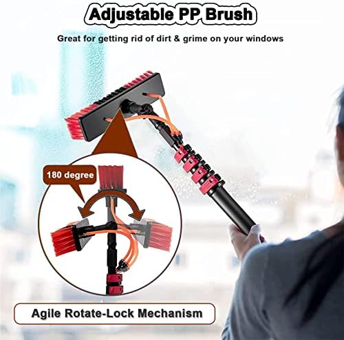 Telescopic Glass Cleaning Brush,Solar Panel Cleaning Tool Equipment, Window Cleaning Pole Photovoltaic Water Fed Telescopic Brush Extendable Cleaner Conservatory Roof,55cmbrush,39FT/12M