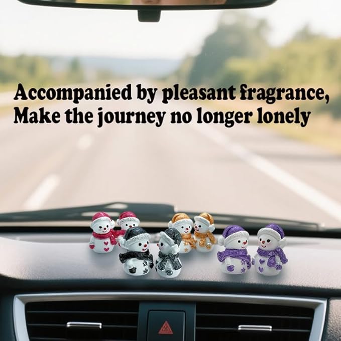Car air freshener diffuser Plaster Couple Snowman Figurines Fragrant Gypsum Cute interior accessories car dashboard ornaments Indoor Christmas New Year's Gifts Porch Office Desk Decor (Purple, NO.5)