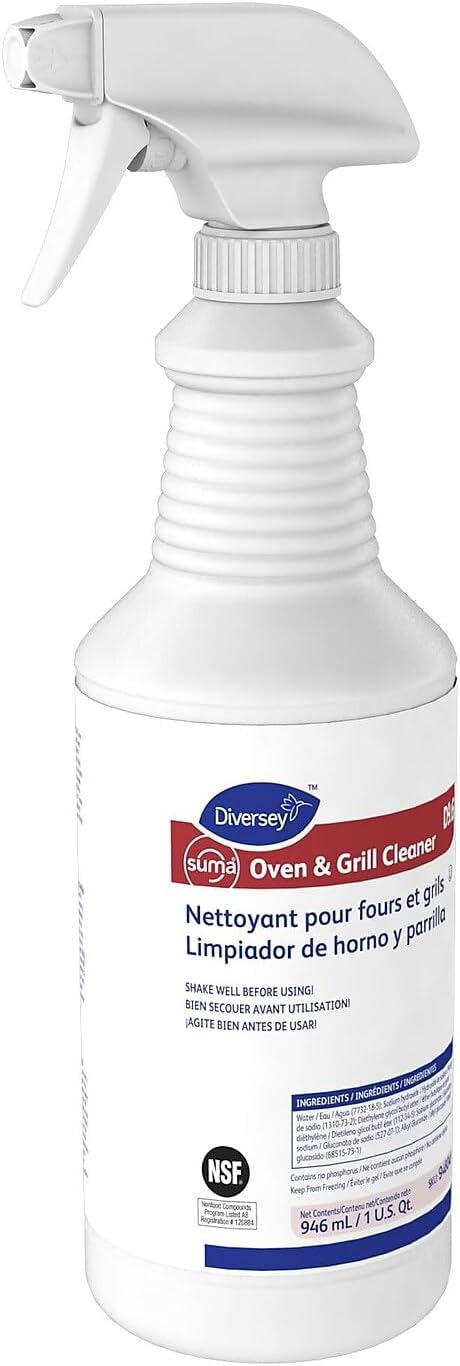 Diversey 948049 SUMA Oven and Grill Cleaner, Heavy Duty Removes Baked on Grease and Carbon Buildup, Capped Ready-to-Use Gel, 32-Ounce (Pack of 12 with 2 Spray Nozzles)