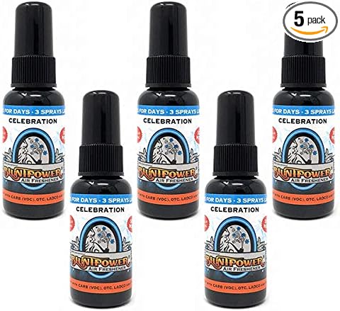 BluntPower (Celebration, 5 Pack) Concentrated Air Freshener - Premium Oil Based Air Freshener Spray For Home and Car - Long-Lasting Bathroom Spray, Car Freshener, & Odor Eliminator Spray