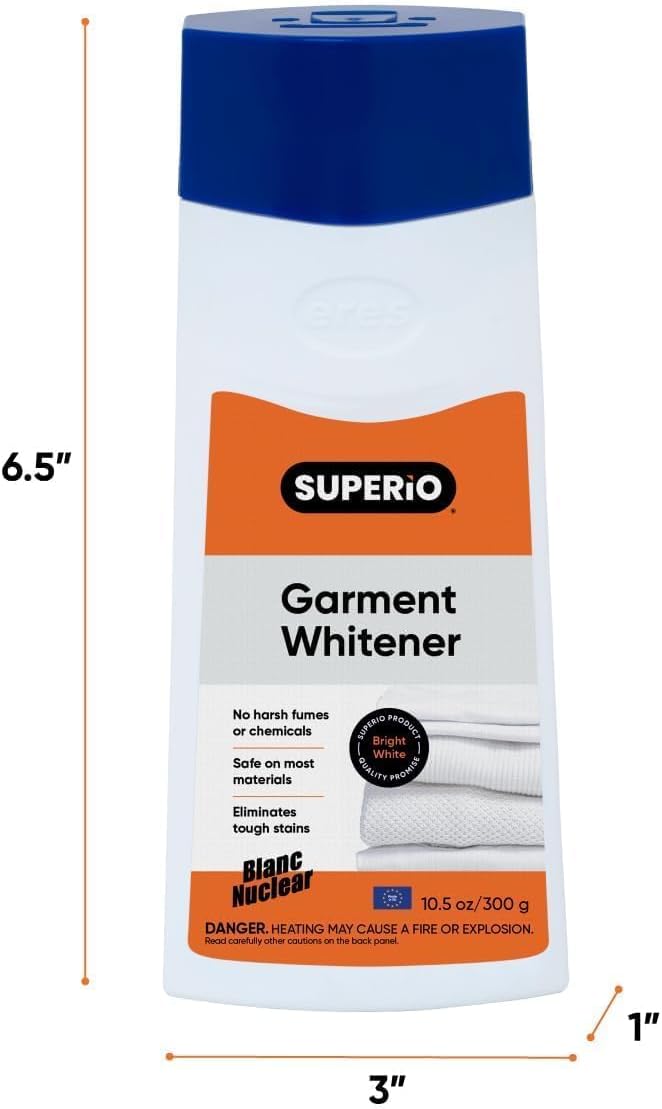 Garment Whitener Wool Cleaner 10.5 Oz, Wool Whitener for Tzitzit and Talit European Made, Safe for Most Materials, for Whites use Only, 2 Pack