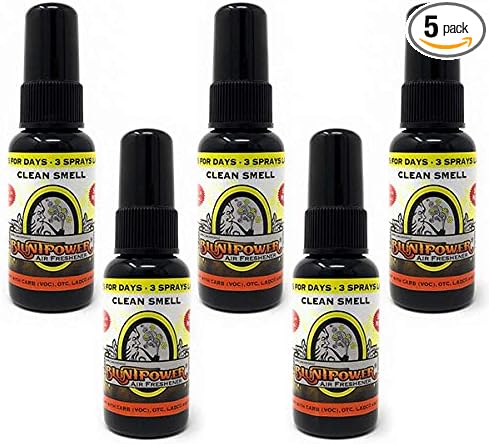 BluntPower (Clean Smell, 5 Pack) Concentrated Air Freshener Spray - Oil-Based Room Diffuser Spray - Long-Lasting Bathroom Scent, Car Freshener & Odor Eliminator