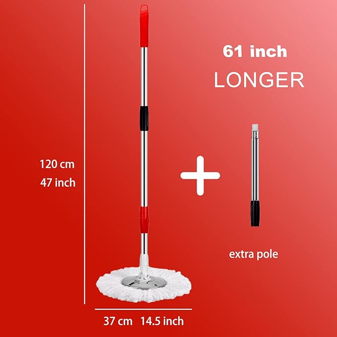 Mop and Bucket with Wringer Set Forart 360° Microfiber Spin Mop with Bucket and Three Mop Heads Self Wringing Spinning Mop Telescoping Handle Floor mop with Washing Bottle