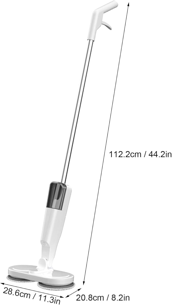 Electric Spin Mop with Water Sprayer Rechargeable Lightweight Cordless Electric Mop for Floor for Hardwood Tile Marble Floors (White)(White)