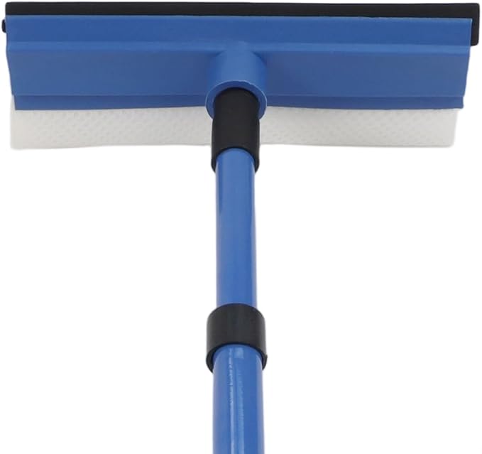 2 in 1 Casement Glass Cleaner with Telescopic Long Handle and Sponge Brush Plus Squeegee for Window Cleaning